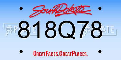 818Q78 South Dakota License Plate