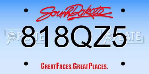 818QZ5 South Dakota License Plate