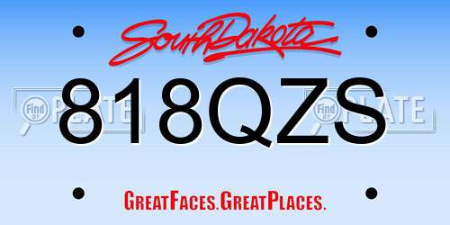818QZS South Dakota License Plate