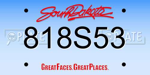 818S53 South Dakota License Plate