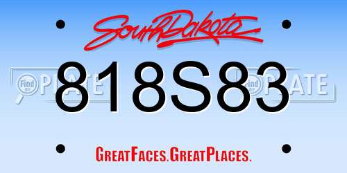 818S83 South Dakota License Plate