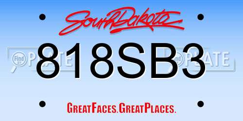 818SB3 South Dakota License Plate