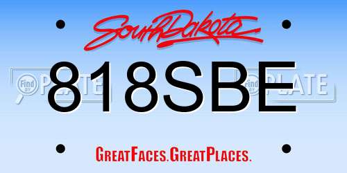 818SBE South Dakota License Plate