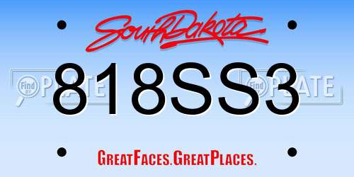 818SS3 South Dakota License Plate
