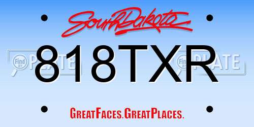 818TXR South Dakota License Plate