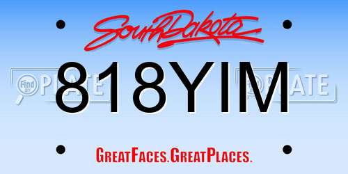 818YIM South Dakota License Plate