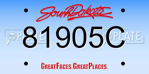 81905C South Dakota License Plate