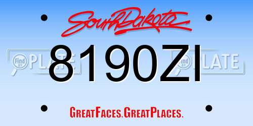 8190ZI South Dakota License Plate