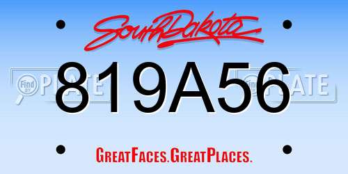 819A56 South Dakota License Plate
