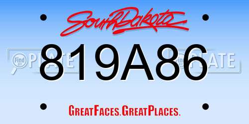 819A86 South Dakota License Plate