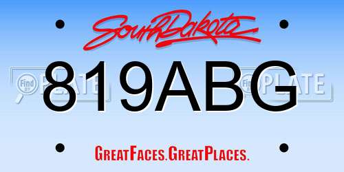 819ABG South Dakota License Plate