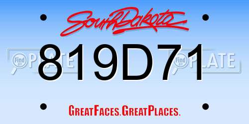 819D71 South Dakota License Plate