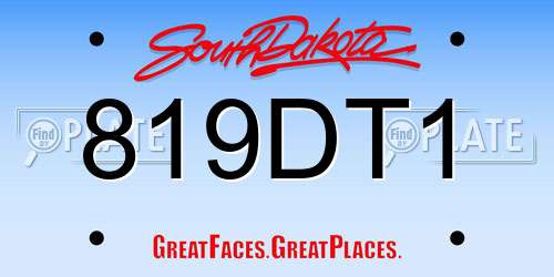 819DT1 South Dakota License Plate