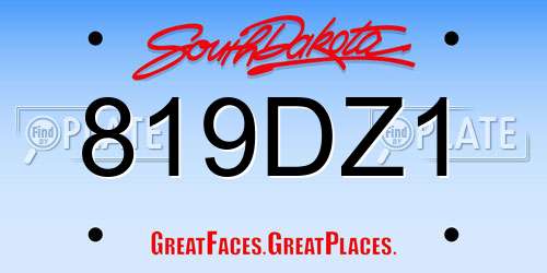 819DZ1 South Dakota License Plate