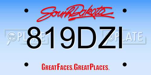 819DZI South Dakota License Plate