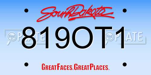 819OT1 South Dakota License Plate