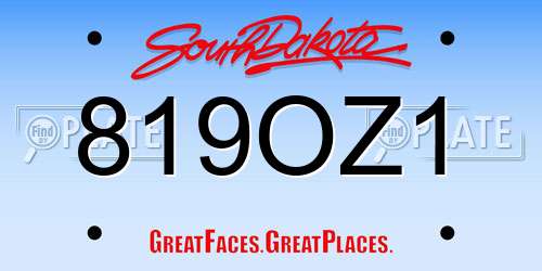819OZ1 South Dakota License Plate