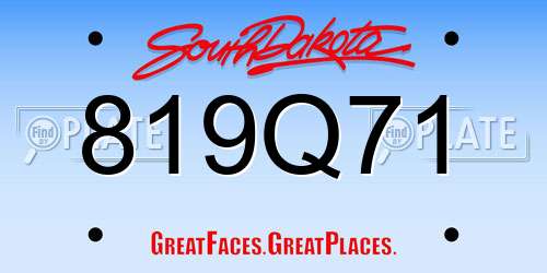 819Q71 South Dakota License Plate