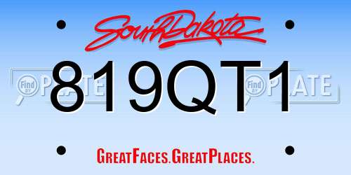 819QT1 South Dakota License Plate