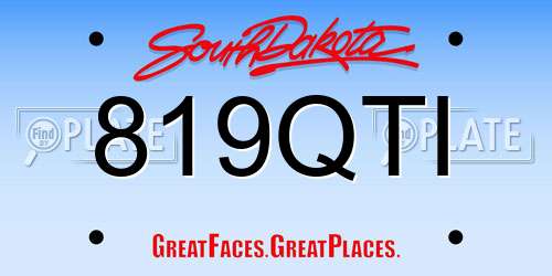 819QTI South Dakota License Plate