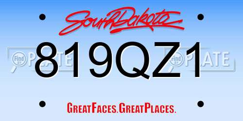 819QZ1 South Dakota License Plate