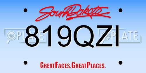 819QZI South Dakota License Plate