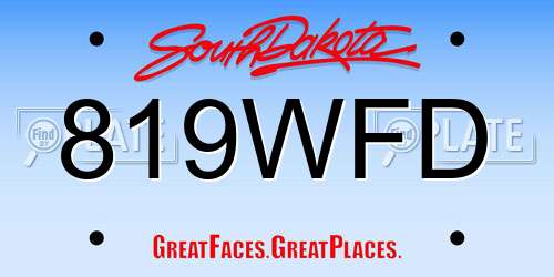 819WFD South Dakota License Plate