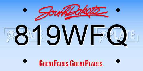 819WFQ South Dakota License Plate