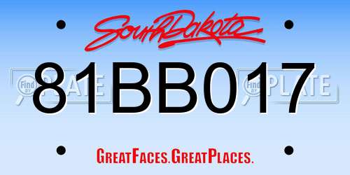 81BB017 South Dakota License Plate