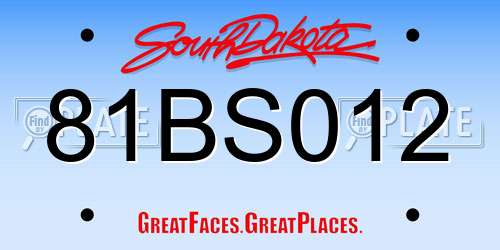 81BS012 South Dakota License Plate