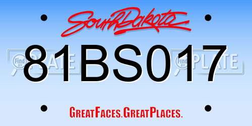 81BS017 South Dakota License Plate