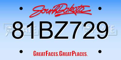 81BZ729 South Dakota License Plate