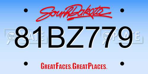 81BZ779 South Dakota License Plate