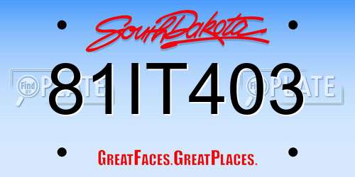 81IT403 South Dakota License Plate