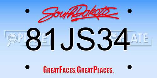 81JS34 South Dakota License Plate