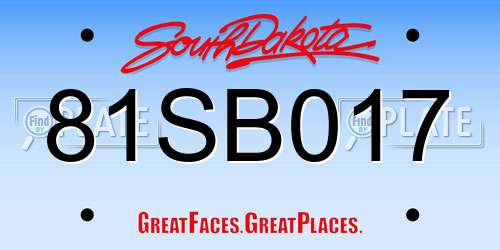 81SB017 South Dakota License Plate