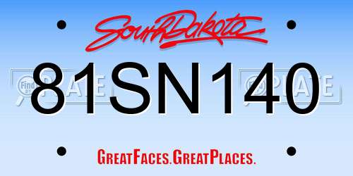 81SN140 South Dakota License Plate
