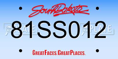 81SS012 South Dakota License Plate