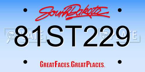 81ST229 South Dakota License Plate