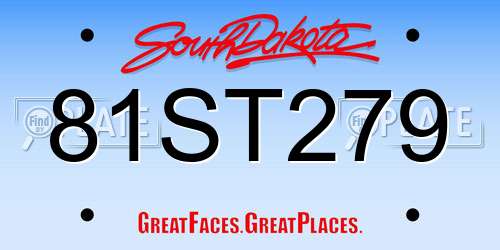 81ST279 South Dakota License Plate
