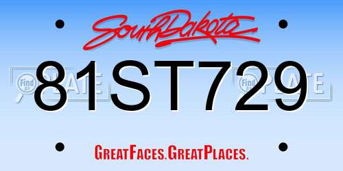 81ST729 South Dakota License Plate