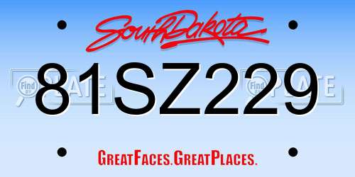 81SZ229 South Dakota License Plate