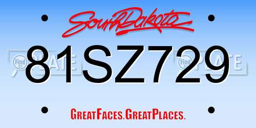 81SZ729 South Dakota License Plate