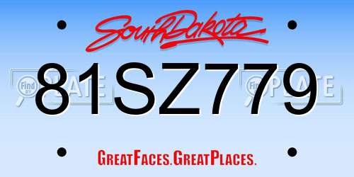 81SZ779 South Dakota License Plate