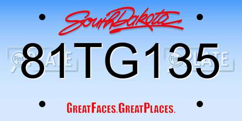 81TG135 South Dakota License Plate
