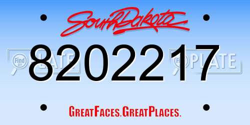 8202217 South Dakota License Plate