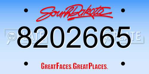 8202665 South Dakota License Plate