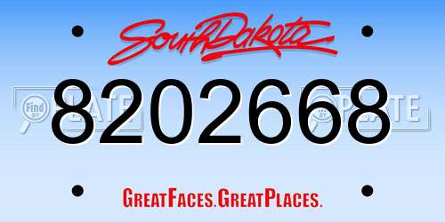 8202668 South Dakota License Plate