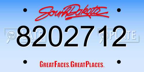 8202712 South Dakota License Plate