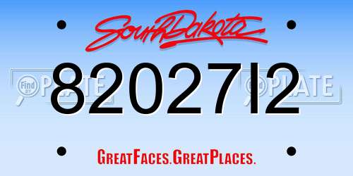 82027I2 South Dakota License Plate